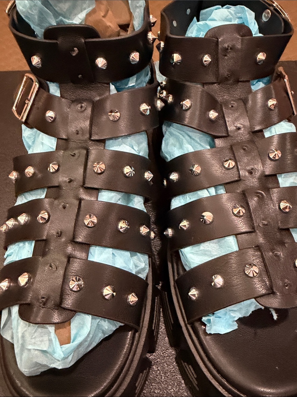 ASOS Black Studded Gladiator Sandals Unisex - Picture 7 of 7